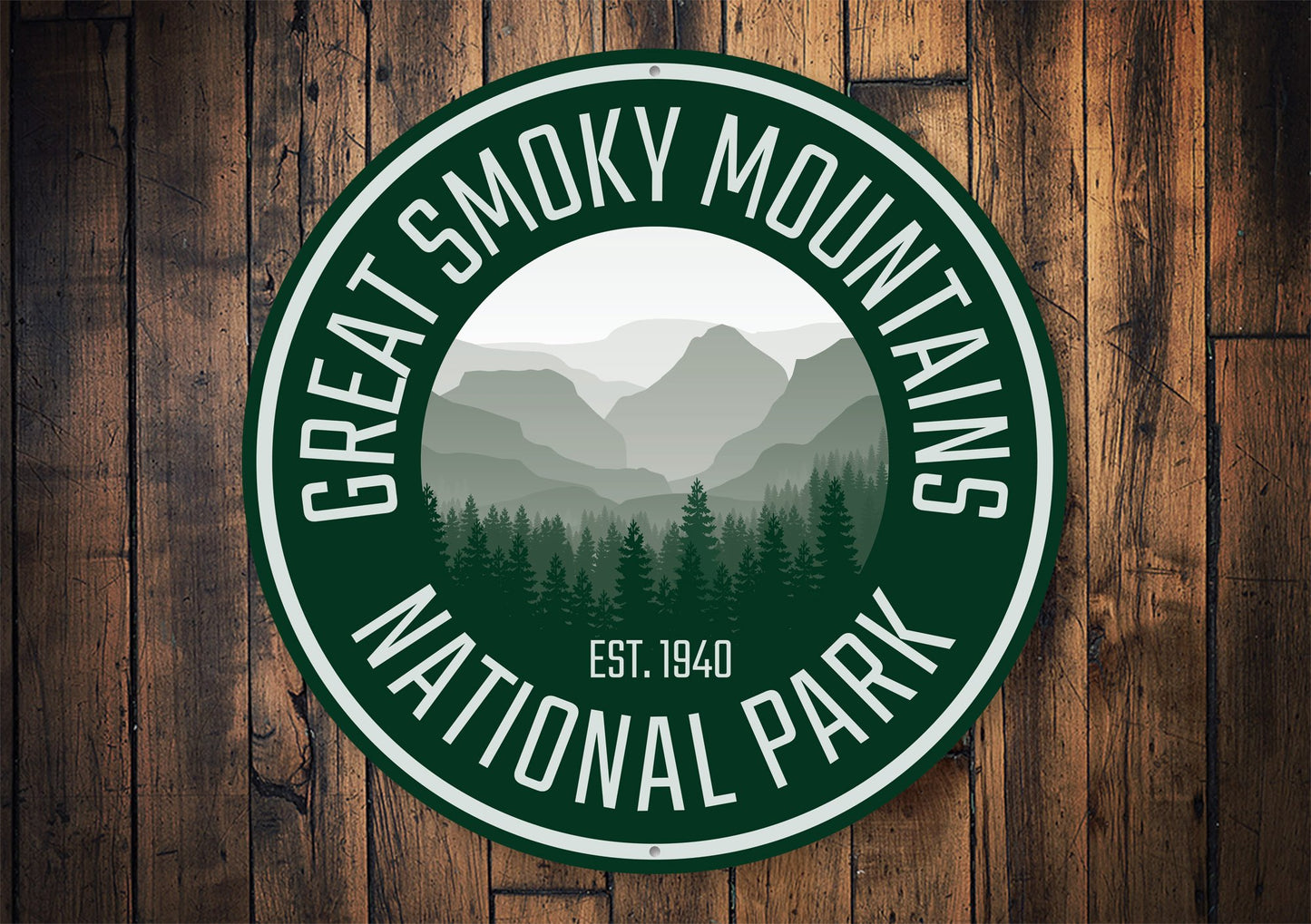 Great Smoky Mountains National Park Sign - Green