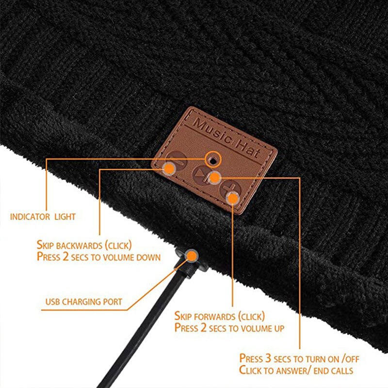 Winter Bluetooth 5.0 Beanie and Scarf with Headphone Speaker Mic