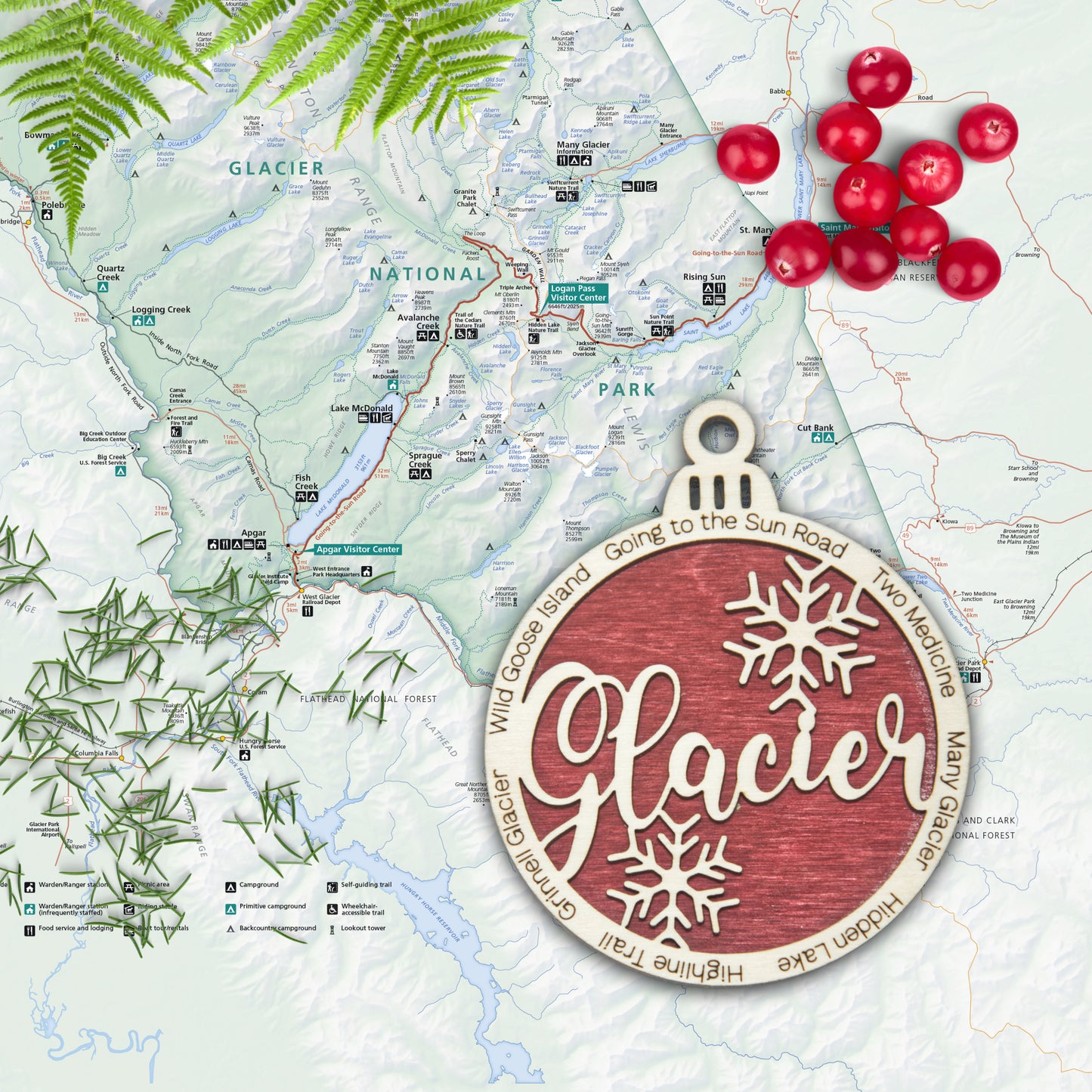 Glacier National Park Christmas Ornament